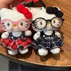 Hello Kitty Plush Keychain Set - Red and Black Plaid